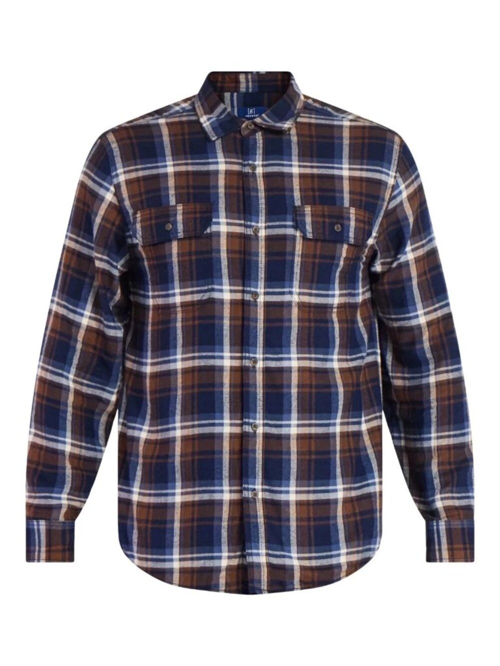 George Men Shirt Super Soft GE LS Flannel Warm Coffee Plaid Long Sleeve